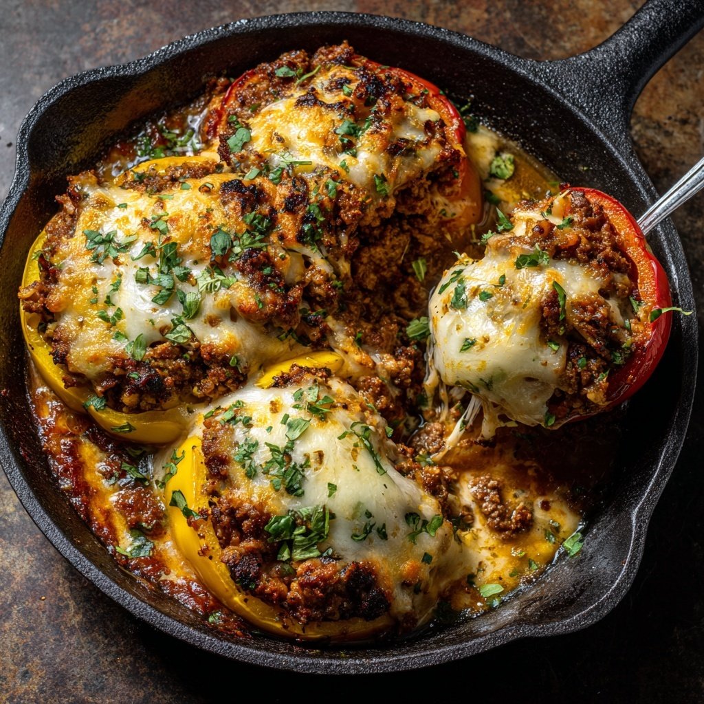 Ground Beef Stuffed Bell Pepper Skillet