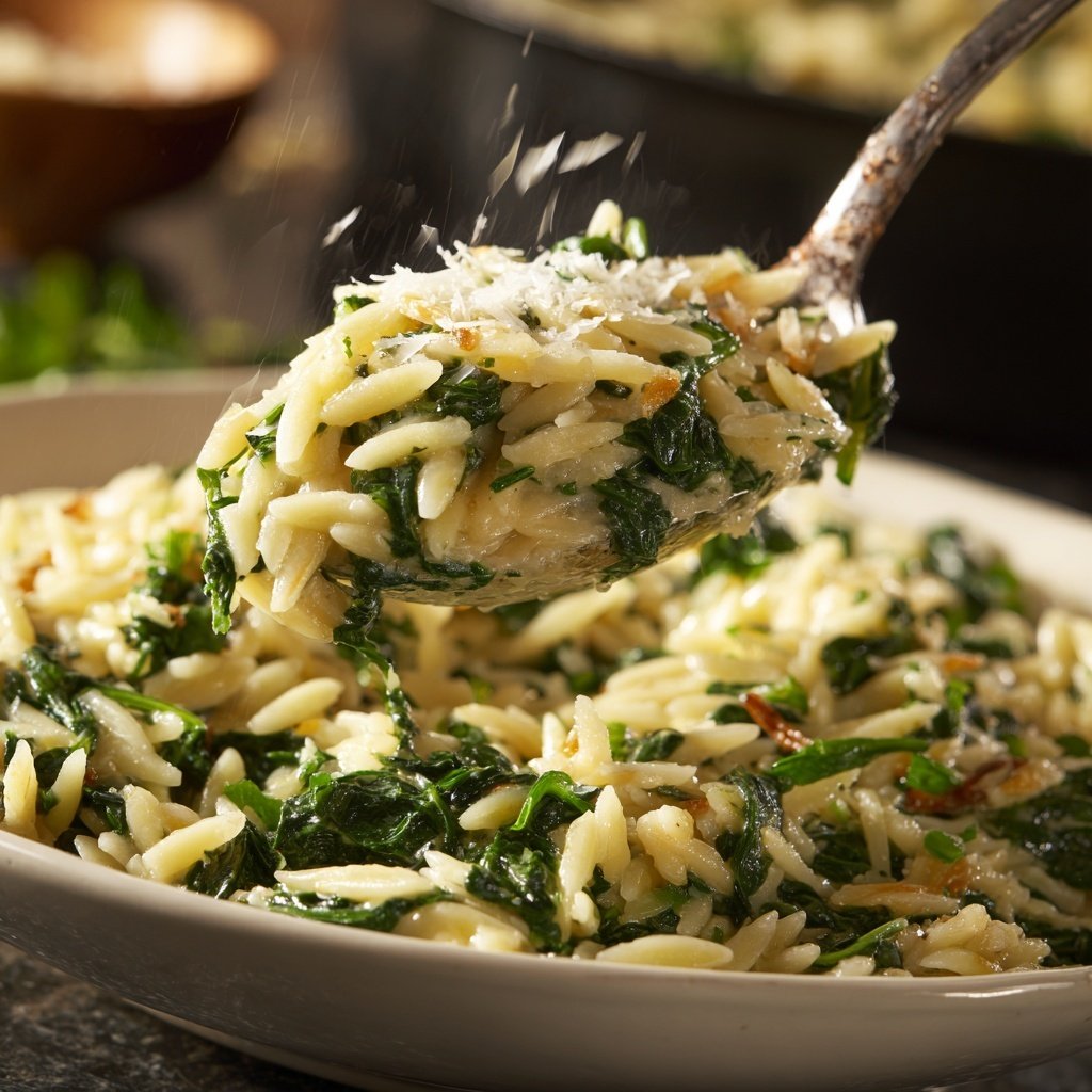Creamy Spinach Parmesan Orzo