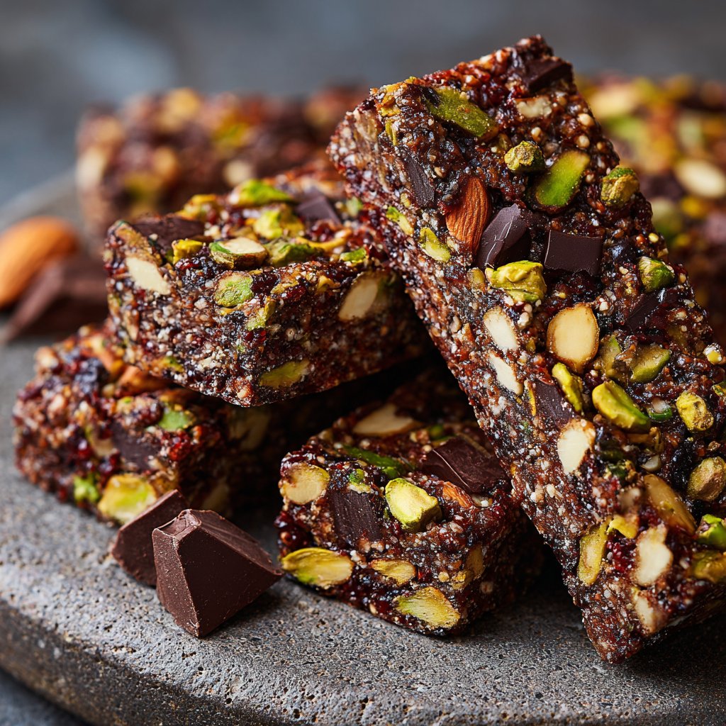 Chocolate Pistachio Almond Energy Bars