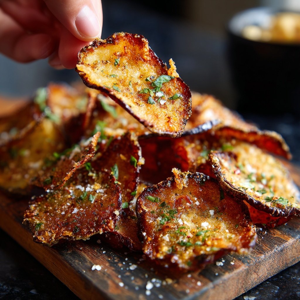 Crispy Eggplant Garlic Chips