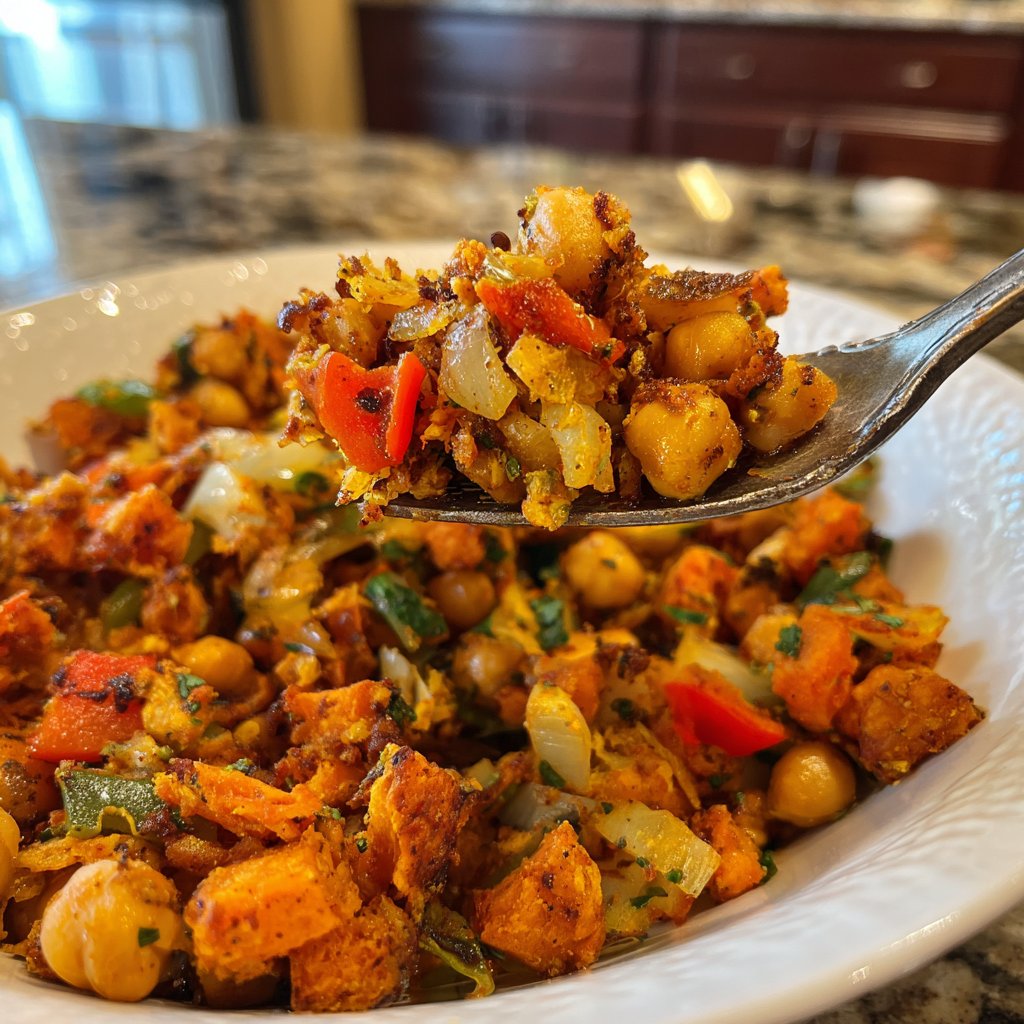 Spiced Sweet Potato Chickpea Hash